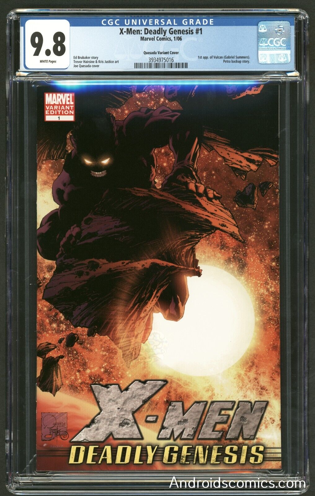 X-Men: Deadly Genesis #1 ~ CGC 9.8 ~ 1st Appearance of Vulcan ~ Quesada Variant
