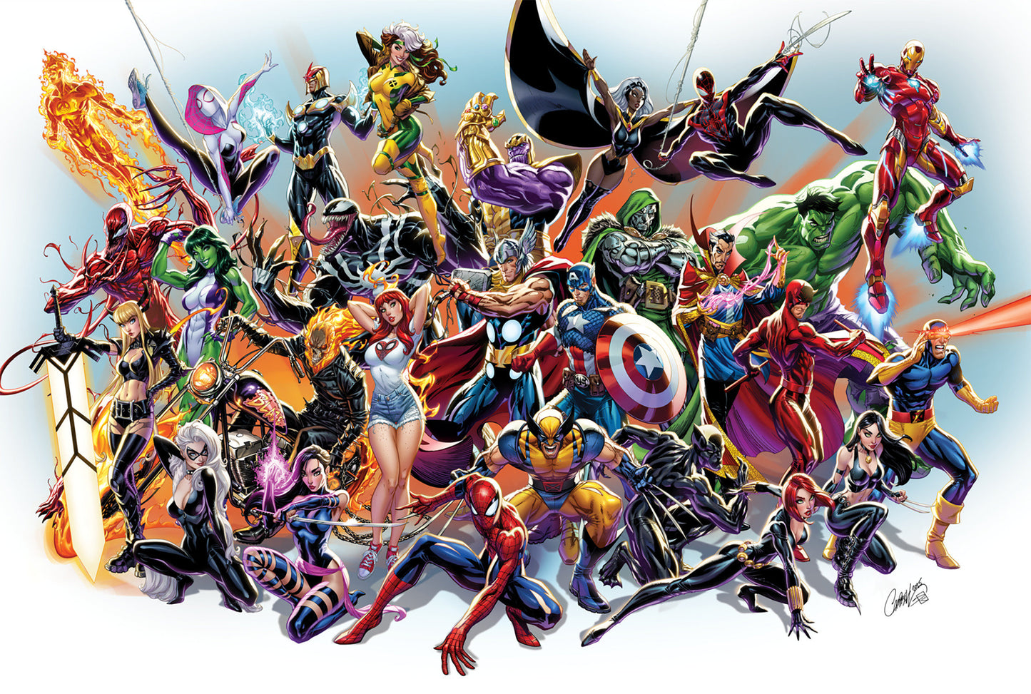 Marvel Universe By J. Scott Campbell Poster