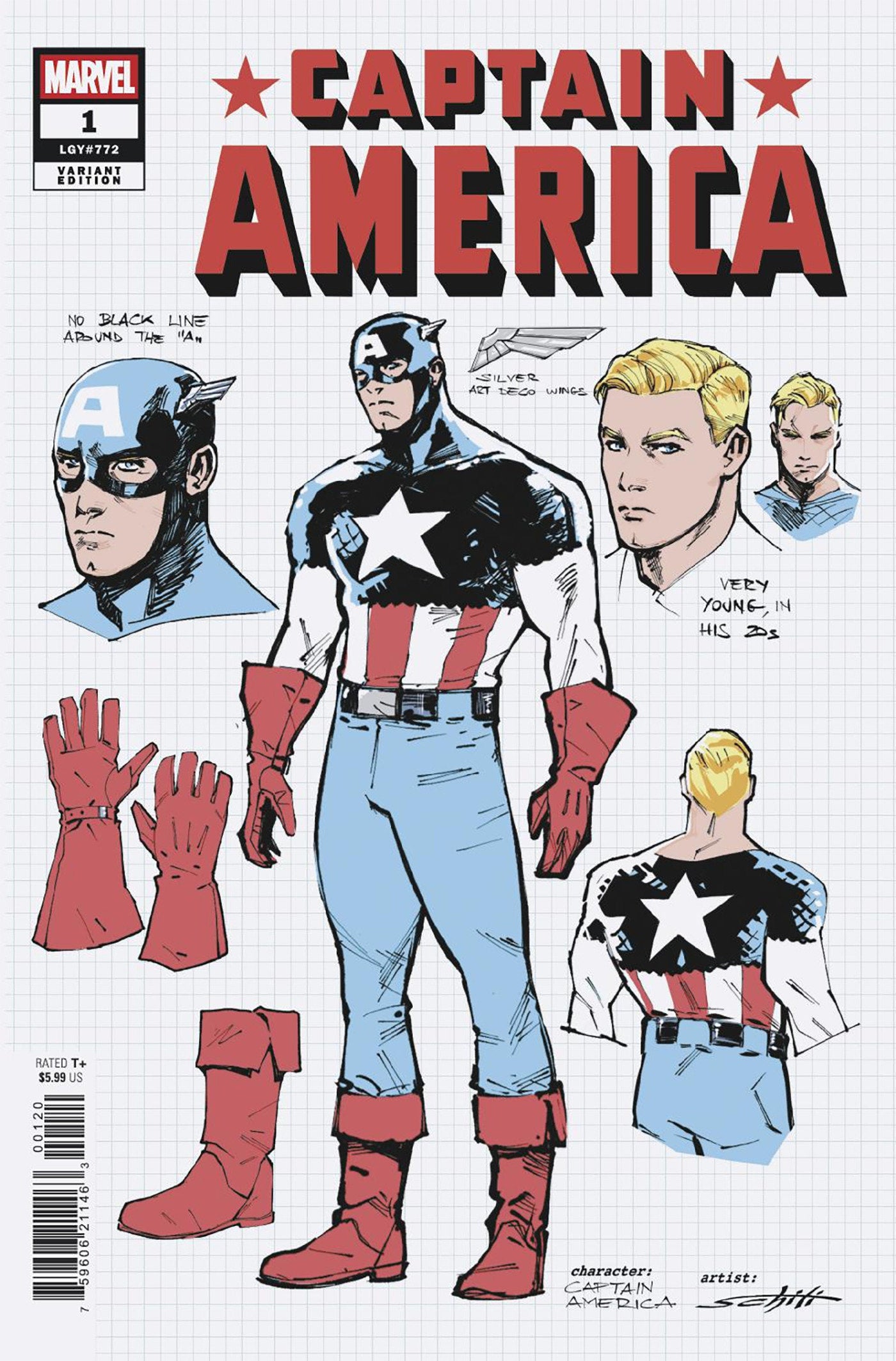 Captain America #1 Valerio Schiti Design Variant NM