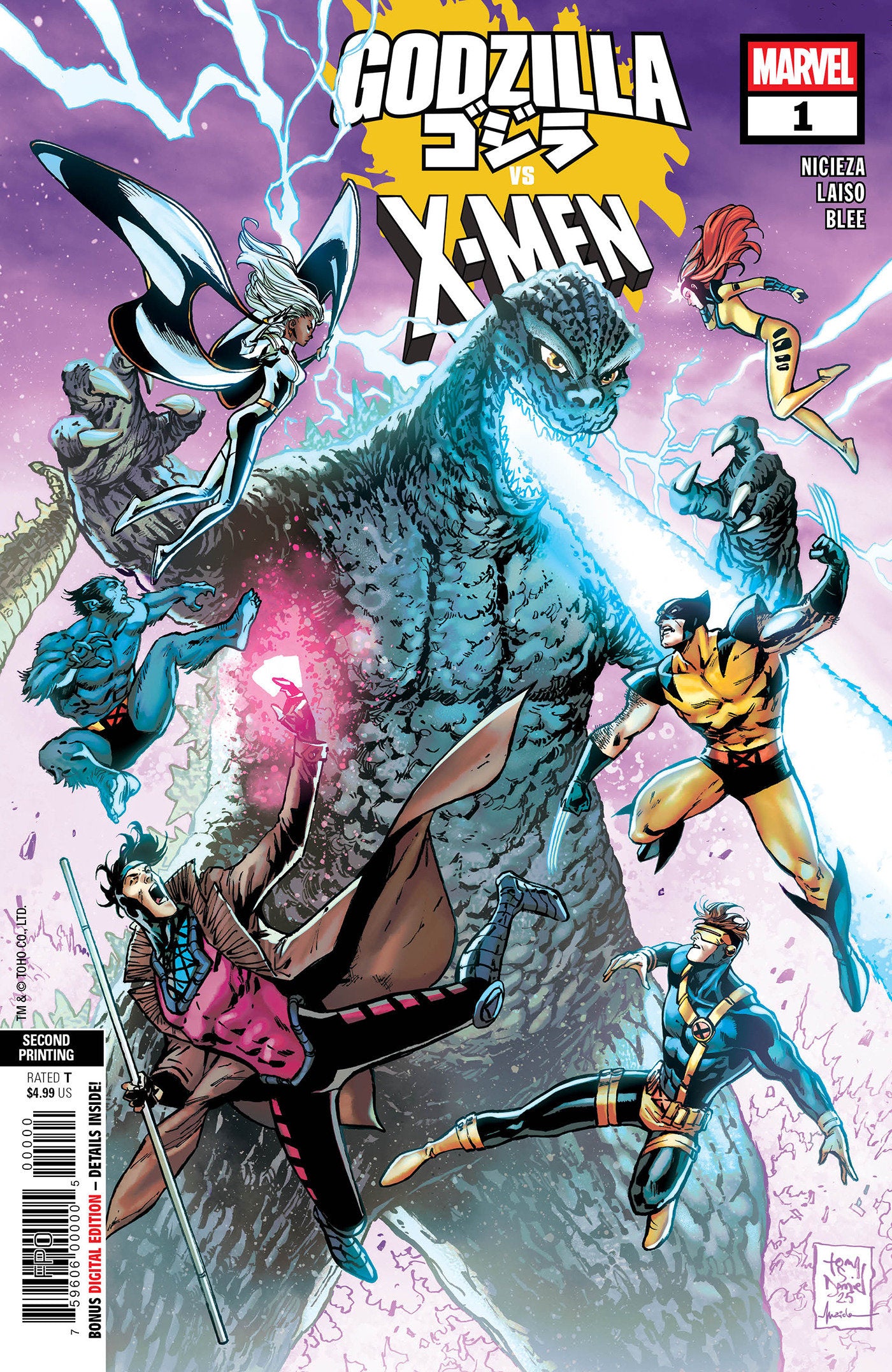 Godzilla vs X-Men #1 2nd Print Tony Daniel Variant NM