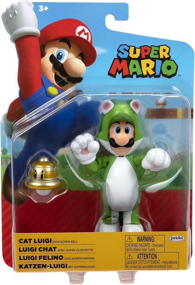 Jakks Pacific World of Nintendo Super Mario Cat Luigi 4" Figure