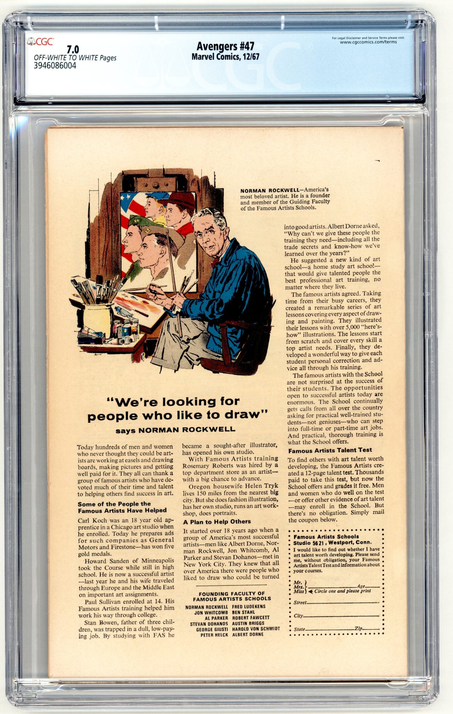 Avengers #47 CGC 7.0 1st App. of Dane Whitman