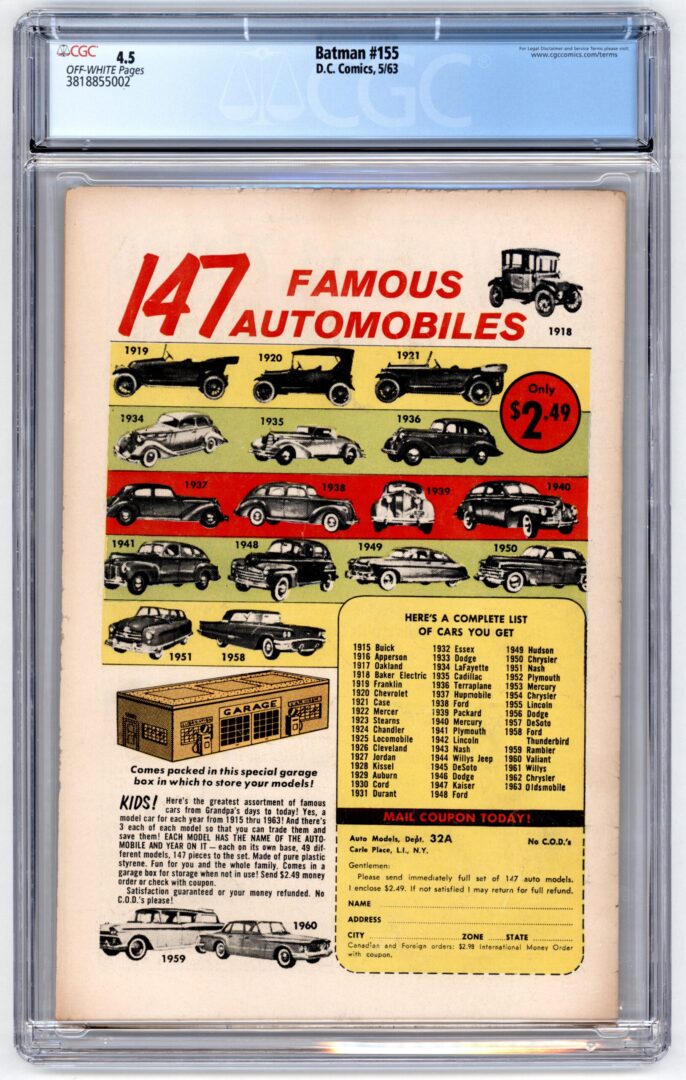 Batman #155 CGC 4.5 1st Silver age appearance of the Penguin