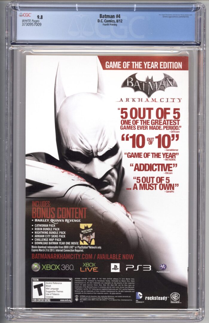 Batman #4 4th Print CGC 9.8