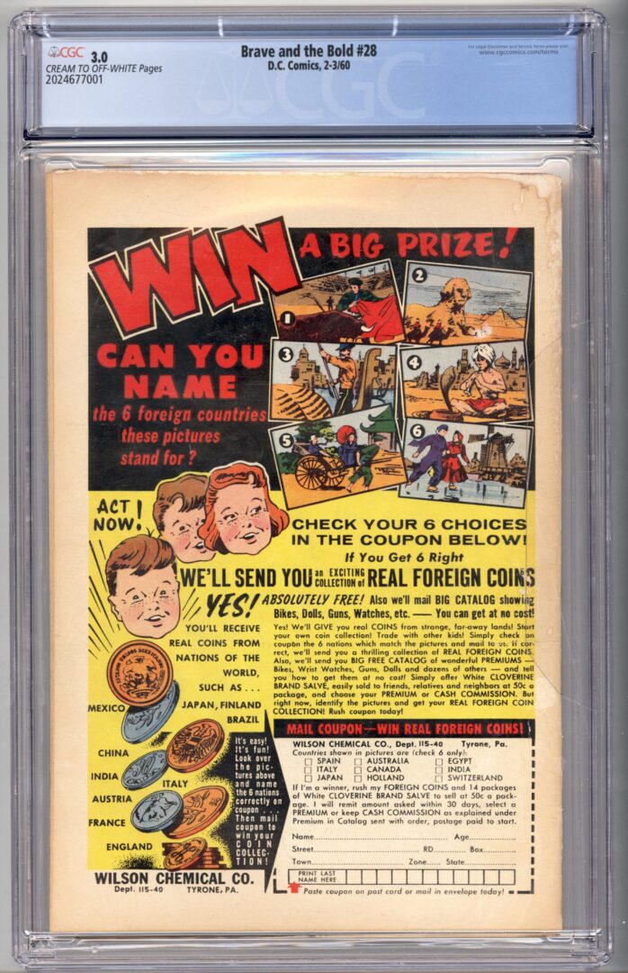 Brave and the Bold #28 CGC 3.0 1st appearance of the Justice League & Starro