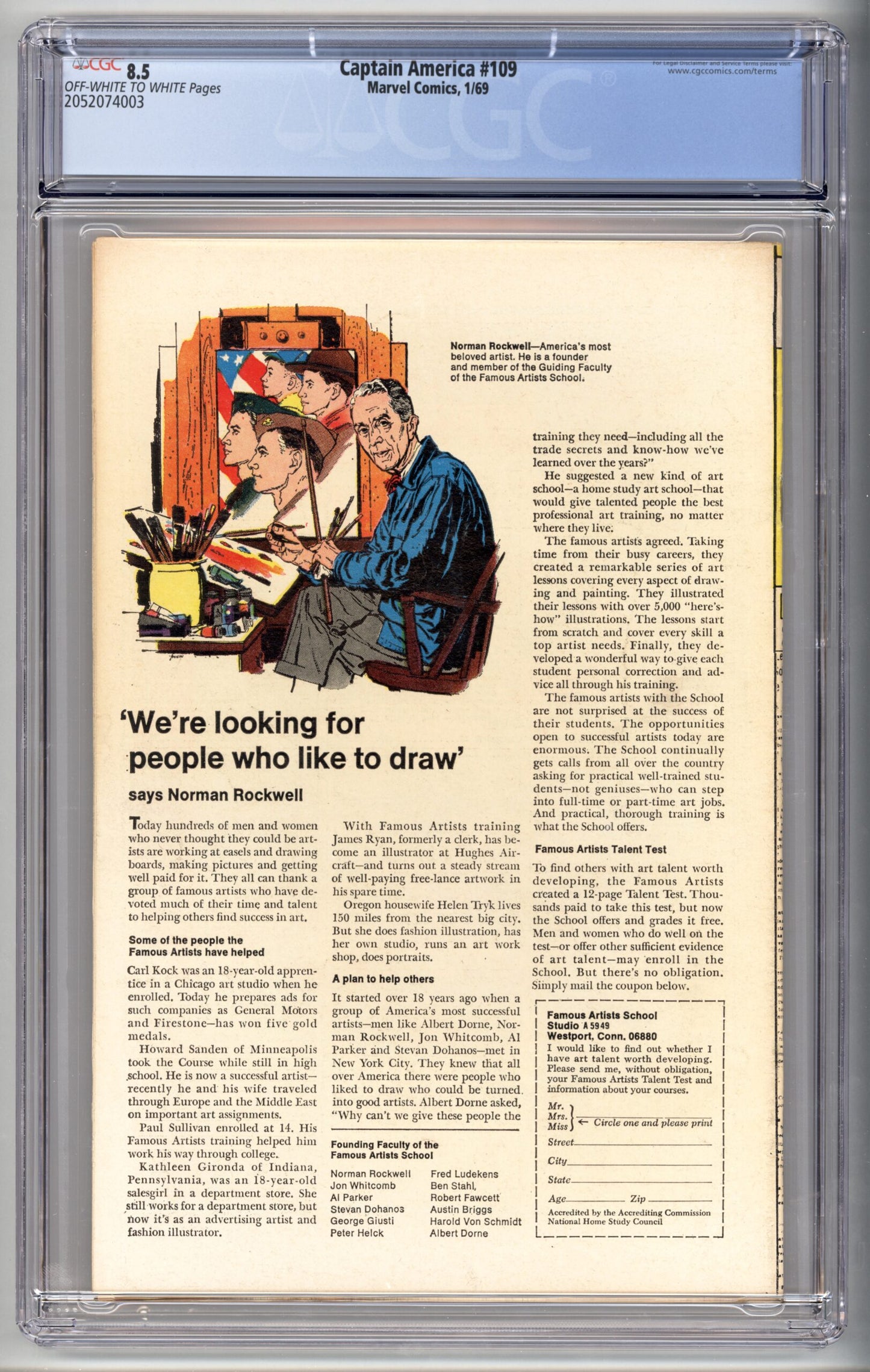 Captain America #109 CGC 8.5 Origin of Captain America retold