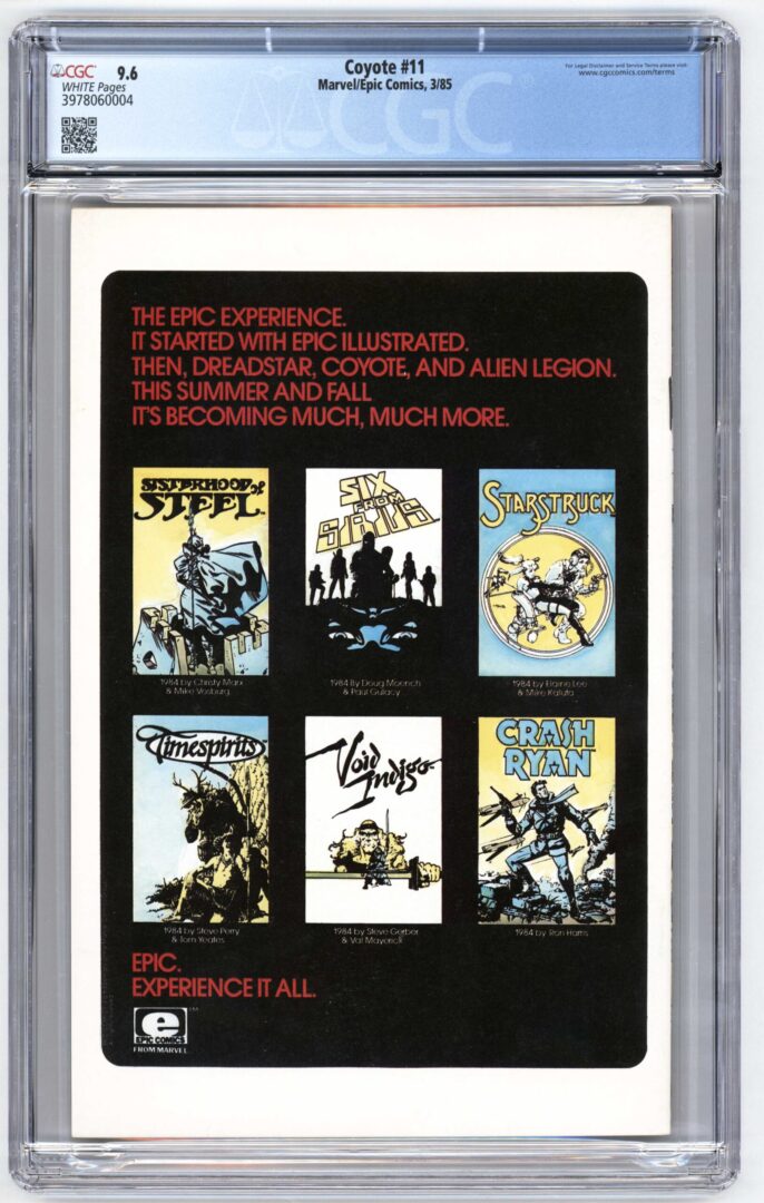 Coyote #11 CGC 9.6 1st Todd McFarlane published artwork