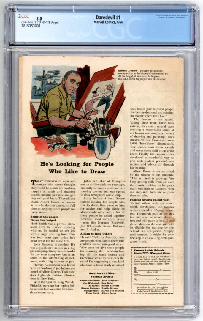 Daredevil #1 CGC 3.0 Origin & 1st App. of Daredevil