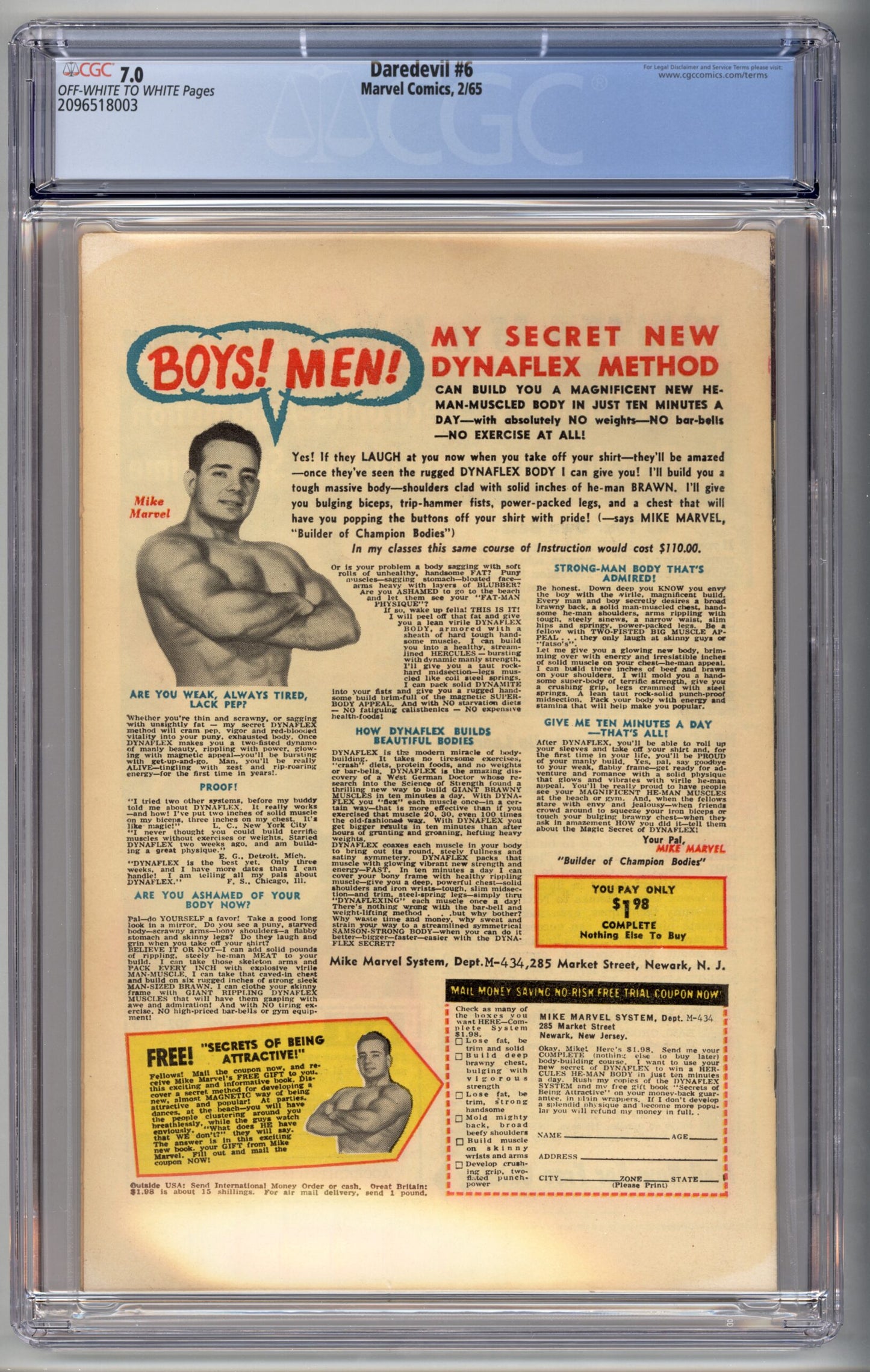 Daredevil #6 CGC 7.0 Origin and 1st appearance of Mister Fear