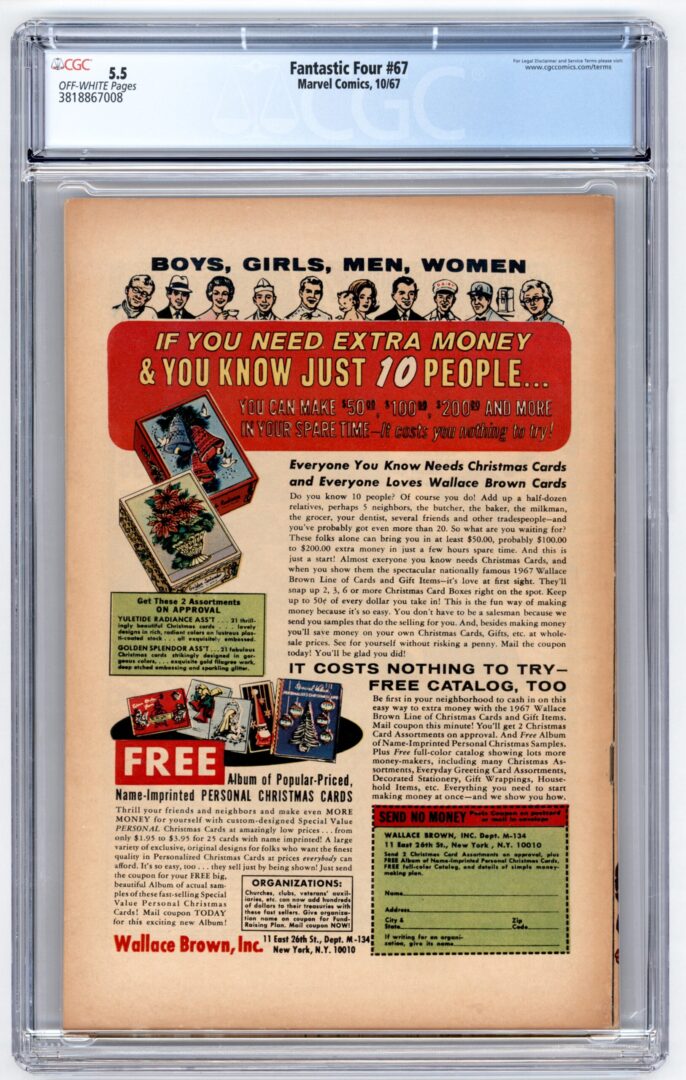 Fantastic Four #67 CGC 5.5 Origin & 1st App. of Him