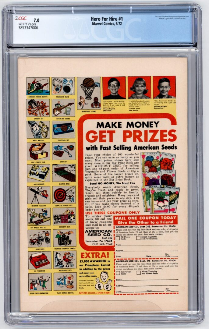 Hero for Hire #1 CGC 7.0 Origin & 1st appearance of Luke Cage
