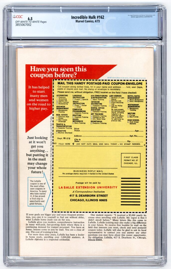 Incredible Hulk #162 CGC 6.5 1st appearance of Wendigo