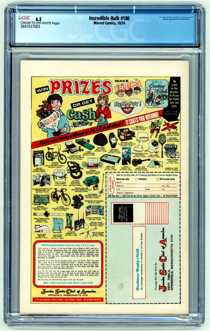 Incredible Hulk #180 CGC 6.5 1st brief appearance of Wolverine