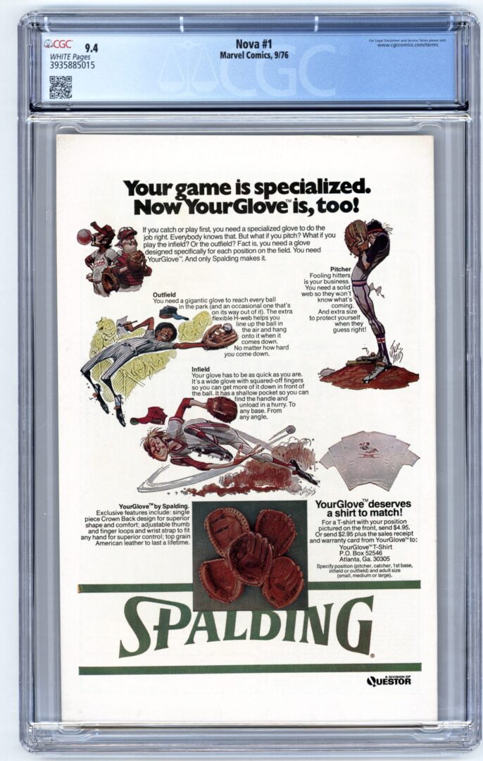 Nova #1 CGC 9.4 Origin and 1st appearance of Nova (Richard Rider)