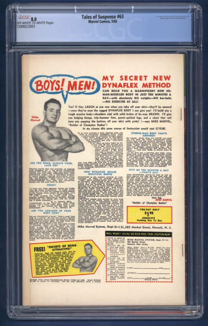 Tales of Suspense #63 CGC 8.0 1st Silver age origin of Captain America