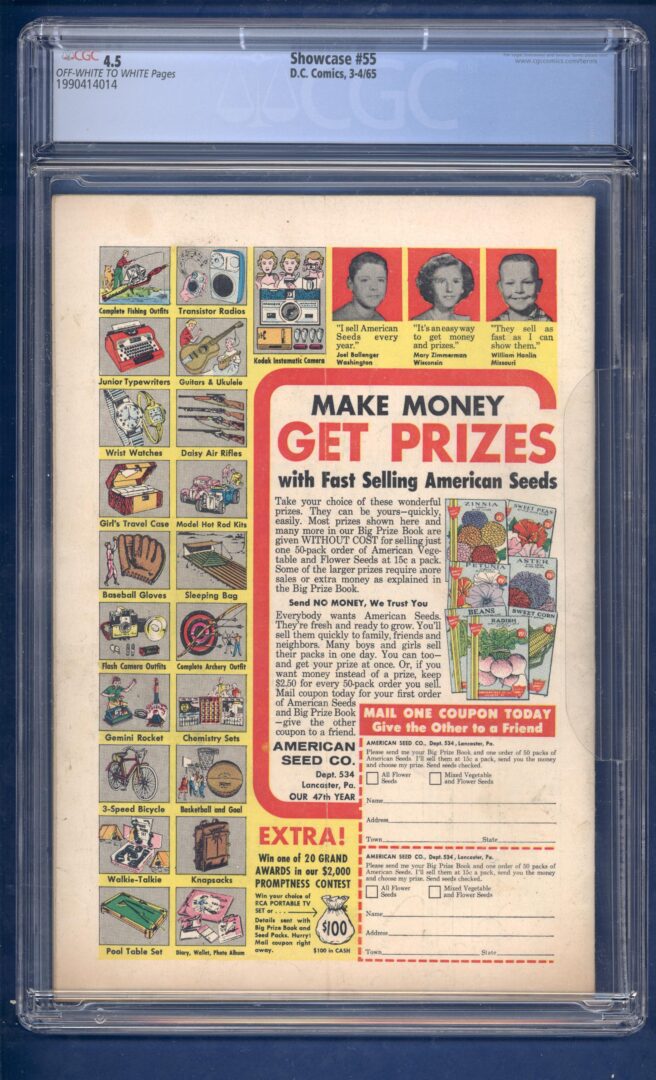 Showcase #55 CGC 4.5 1st GA Green Lantern in Silver Age 1st SA app. of Solomon Grundy