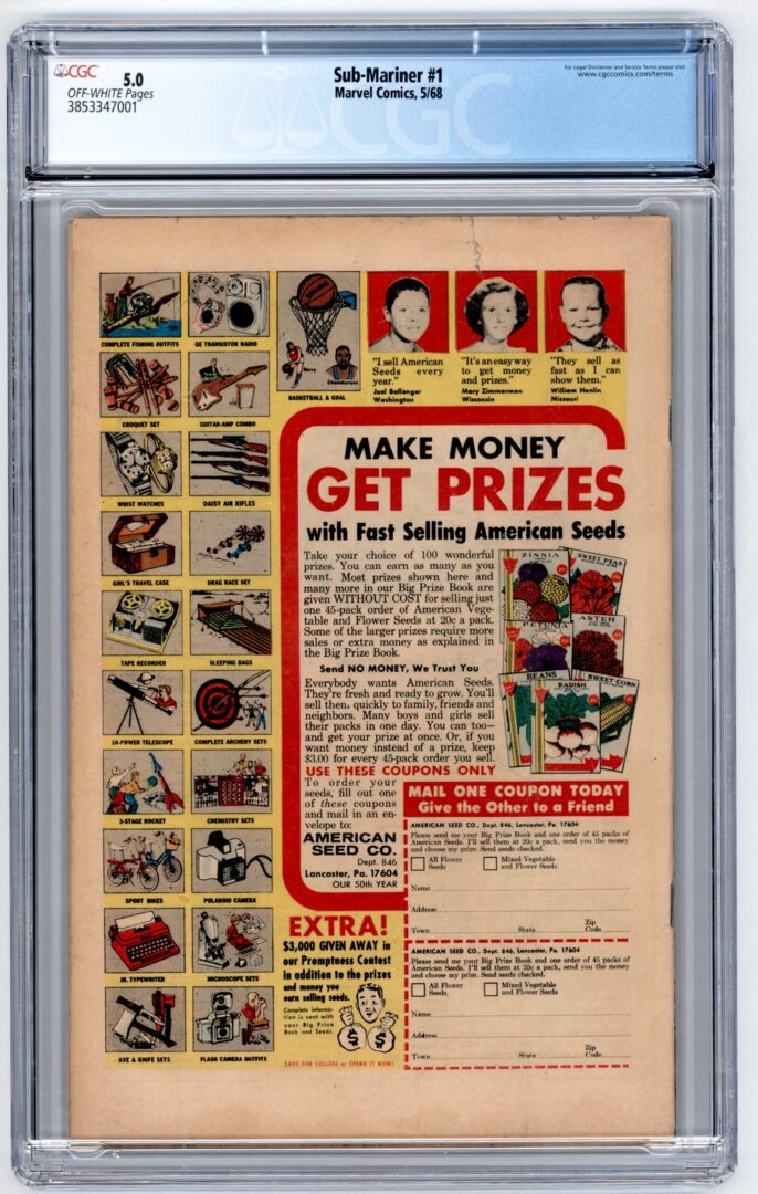 Sub-Mariner #1 CGC 5.0 Origin of Sub-Mariner retold