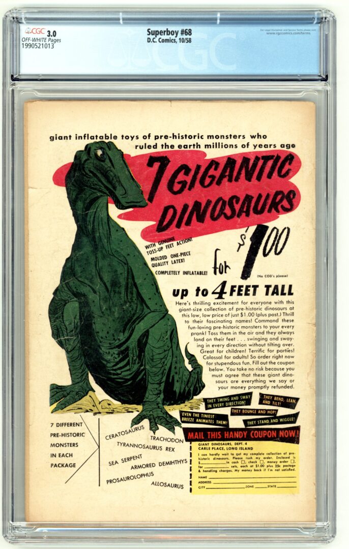 Superboy #68 CGC 3.0 Origin and 1st App. of Bizarro