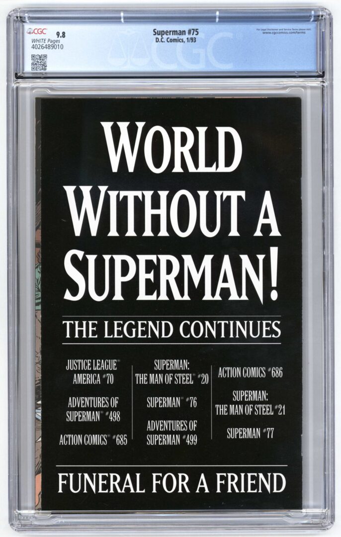 Superman #75 CGC 9.8 Newsstand Edition