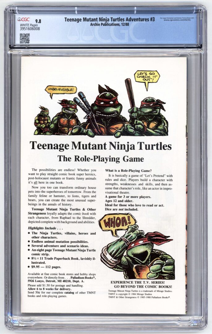 Teenage Mutant Ninja Turtles Adventures #3 CGC 9.8