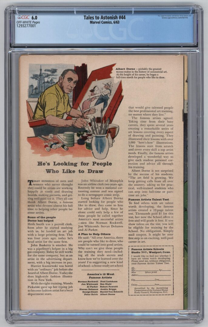 Tales to Astonish #44 CGC 6.0 Origin & 1st appearance of the Wasp (Janet Van Dyne)