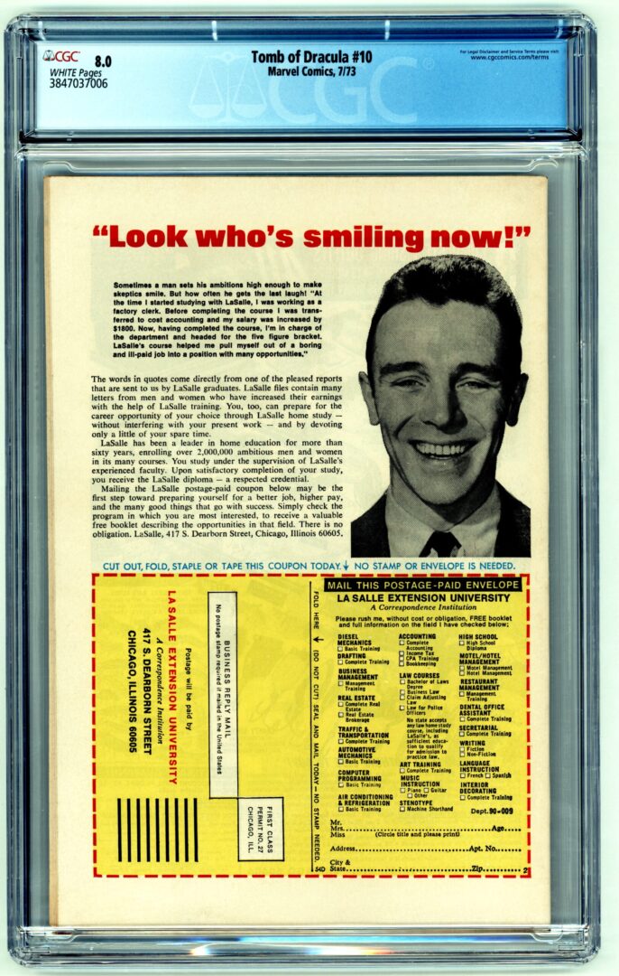 Tomb of Dracula #10 CGC 8.0 1st appearance of Blade