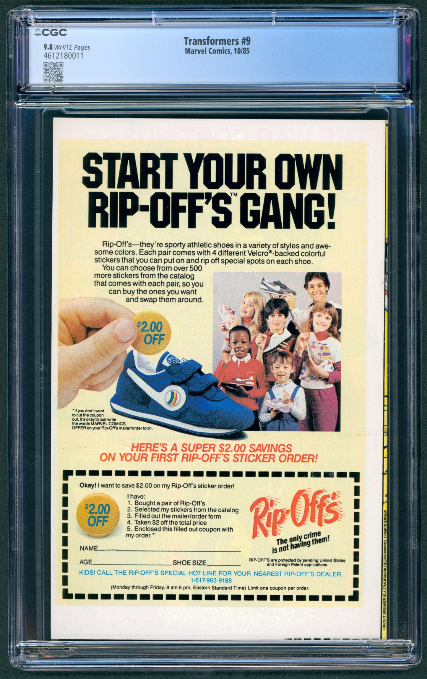 Transformers #9 CGC 9.8  1st App. of Circuit Breaker