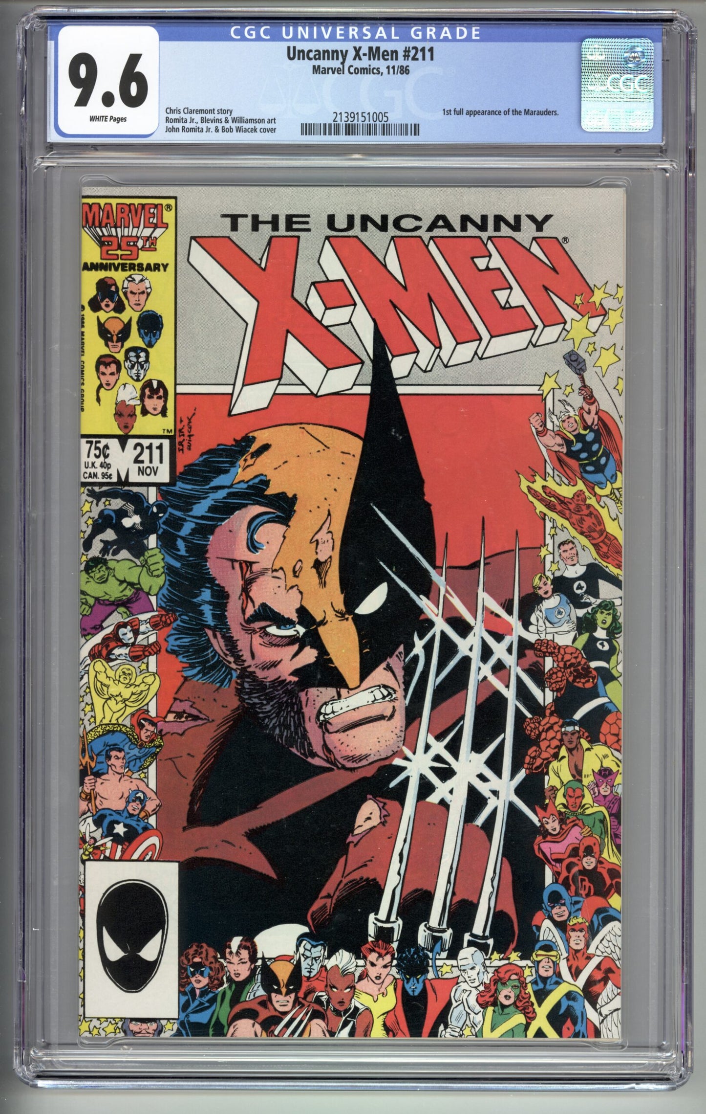 Uncanny X-Men #211 CGC 9.6 1st full App. of the Marauders