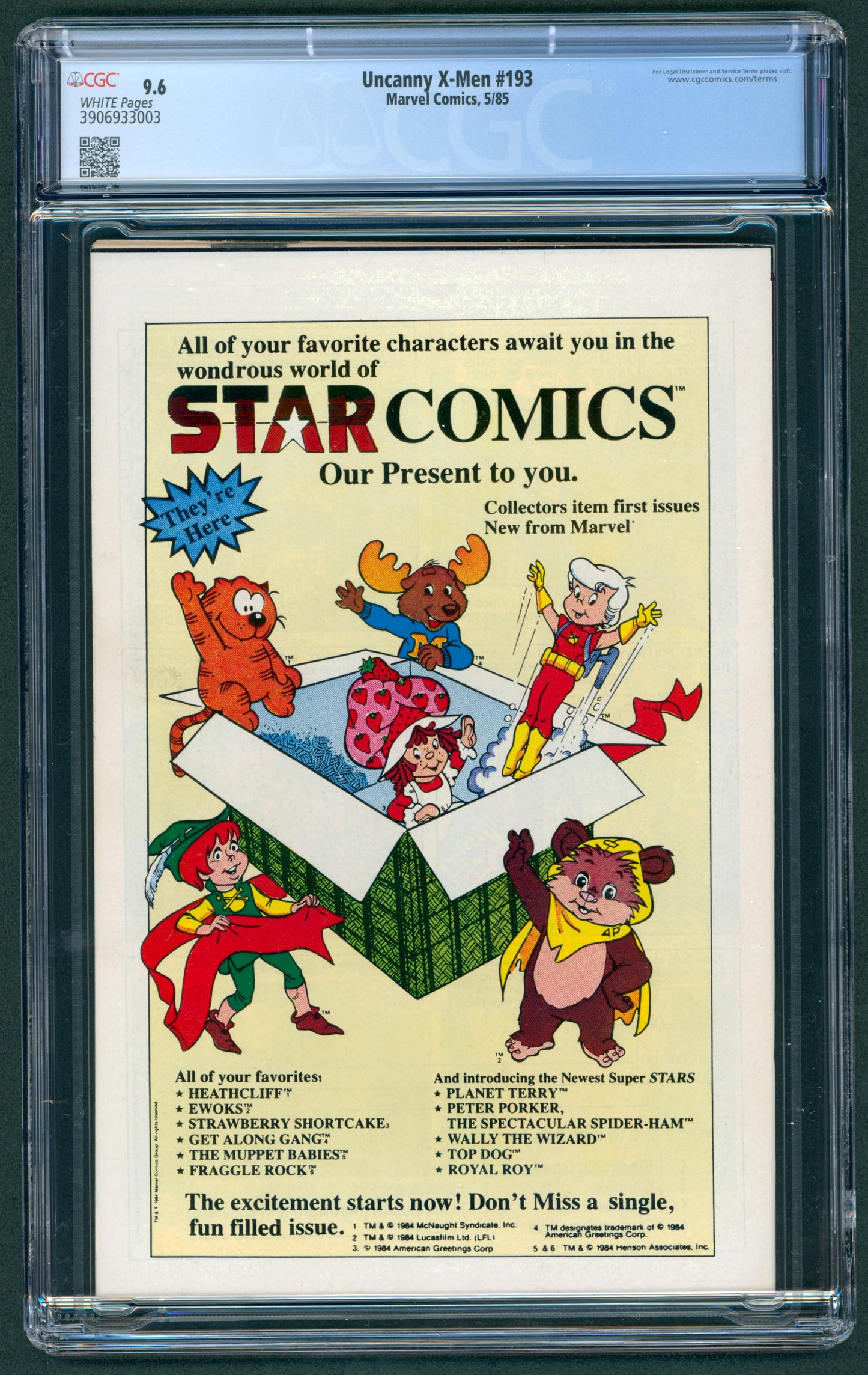 Uncanny X-Men #193 CGC 9.6 1st Warpath in costume