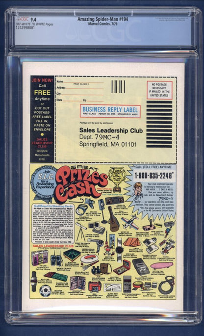 Amazing Spider-Man #194  CGC 9.4  1st appearance of the Black Cat