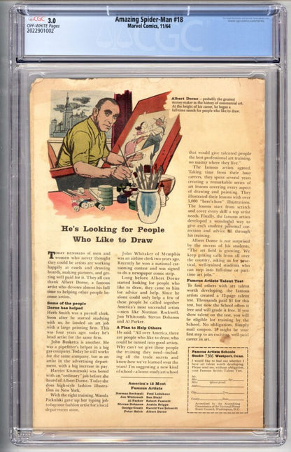 Amazing Spider-Man #18  CGC 3.0  1st appearance of Ned Leeds