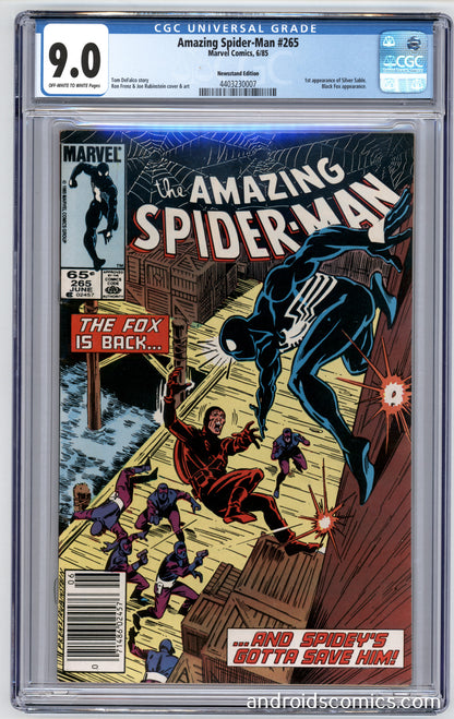 Amazing Spider-Man #265CGC 9.0Newsstand1st App. of Silver Sable