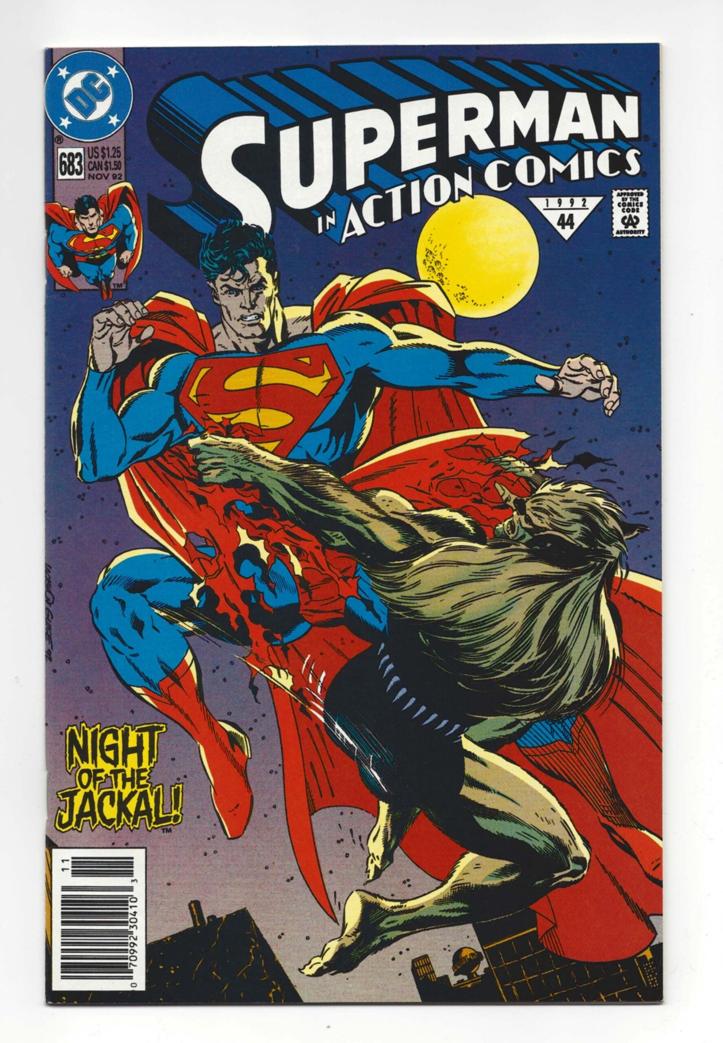 Action Comics #683  VF+  Newsstand Edition  Doomsday Cameo