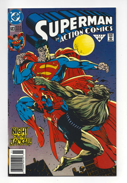 Action Comics #683  VF+  Newsstand Edition  Doomsday Cameo