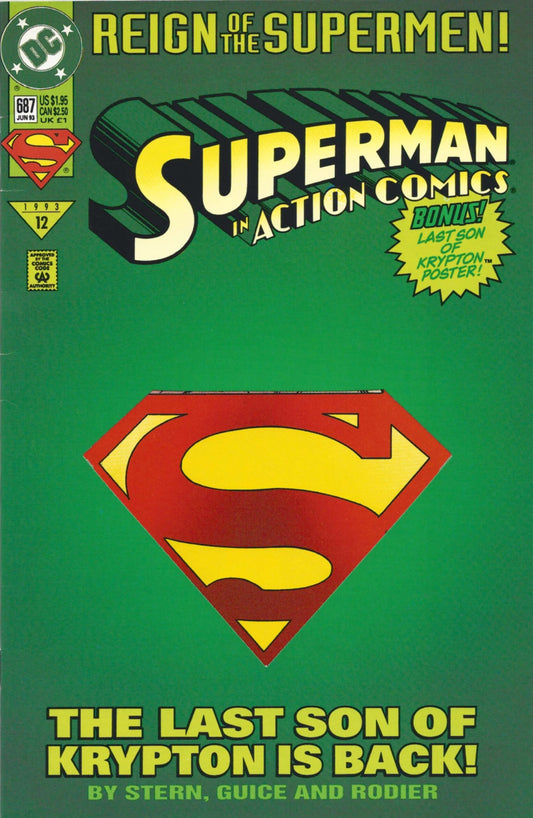 Action Comics #687  FN  1st full appearance of the Eradicator, as The Last Son of Krypton  Collectors Edition