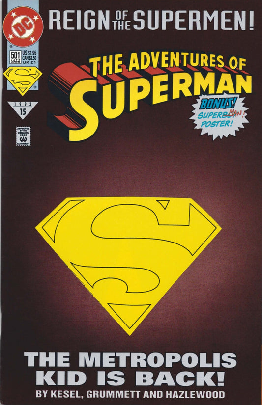 Adventures of Superman #501  VF  1st full appearance of Superboy (Conner Kent)