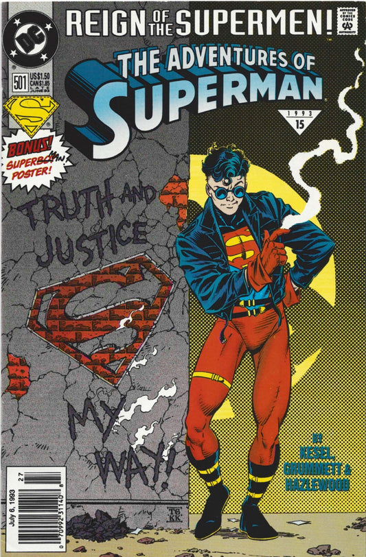 Adventures of Superman #501  1st full appearance of Superboy  (Conner Kent)  VF