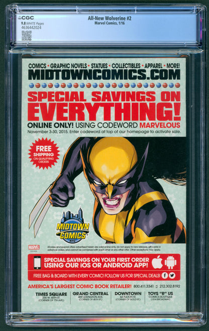 All New Wolverine #2  CGC 9.8 1st App. of Gabby