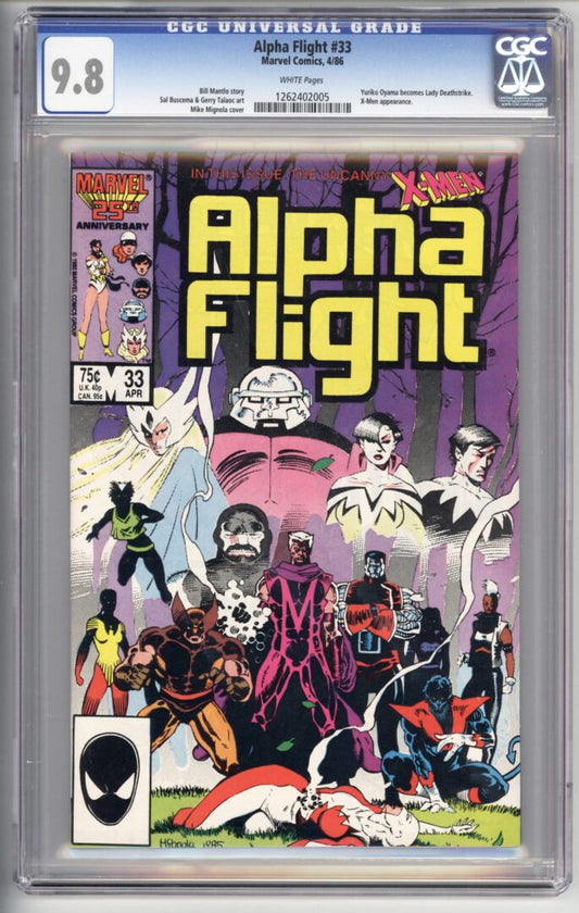 Alpha Flight #33  CGC 9.8  1st appearance of Lady Deathstrike