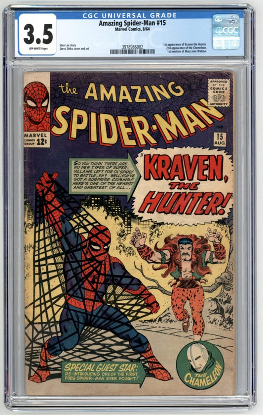 Amazing Spider-Man #15  CGC 3.5 1st App. of  Kraven the Hunter