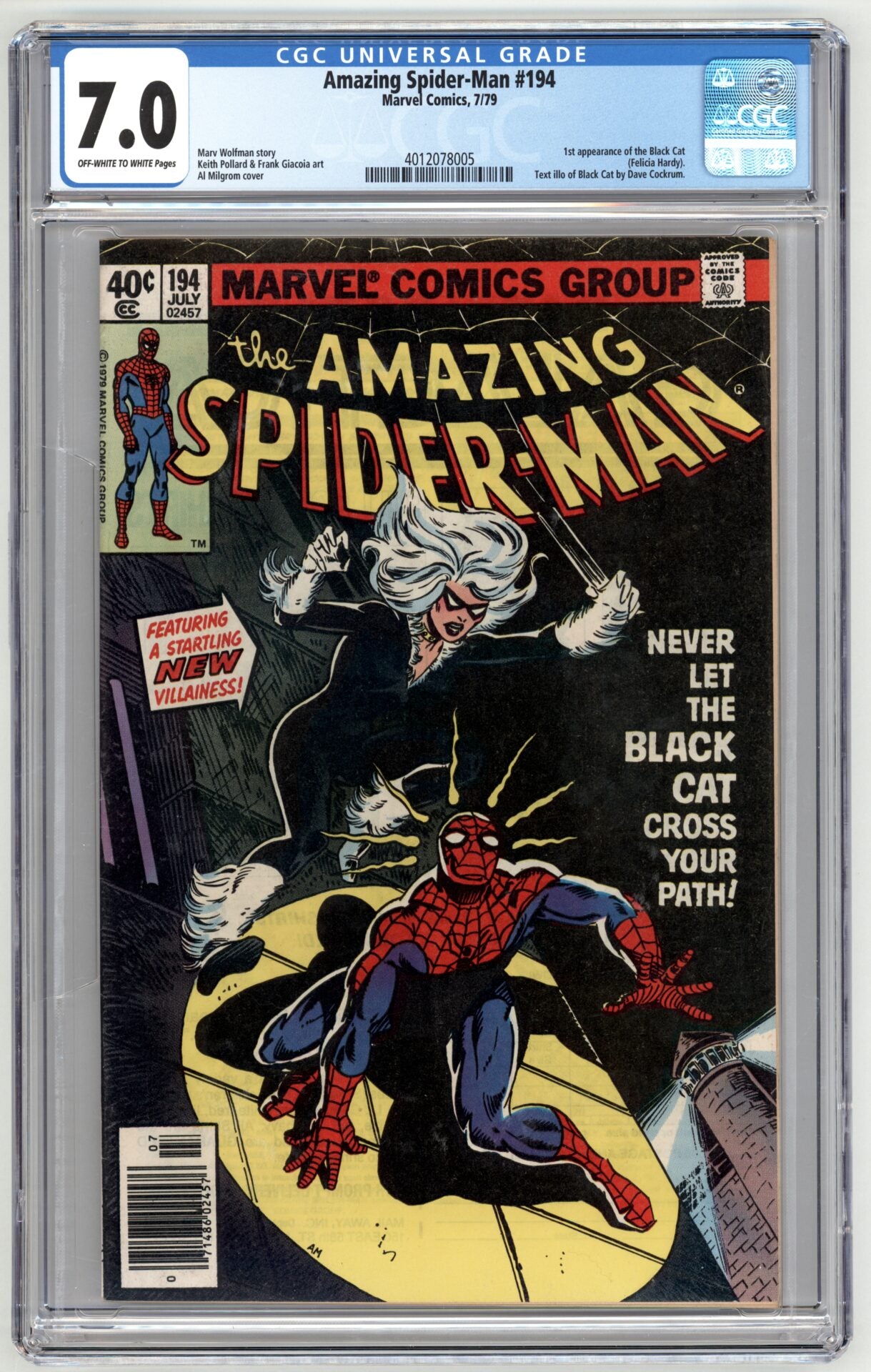 Amazing Spider-Man #194  CGC 7.0  1st App. of the Black Cat