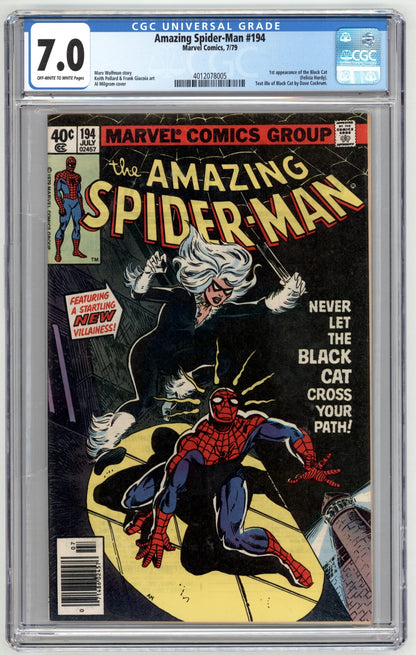 Amazing Spider-Man #194  CGC 7.0  1st App. of the Black Cat