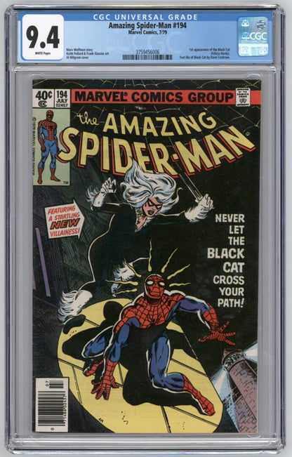 Amazing Spider-Man #194  CGC 9.4  Newsstand Edition  1st appearance of the Black Cat