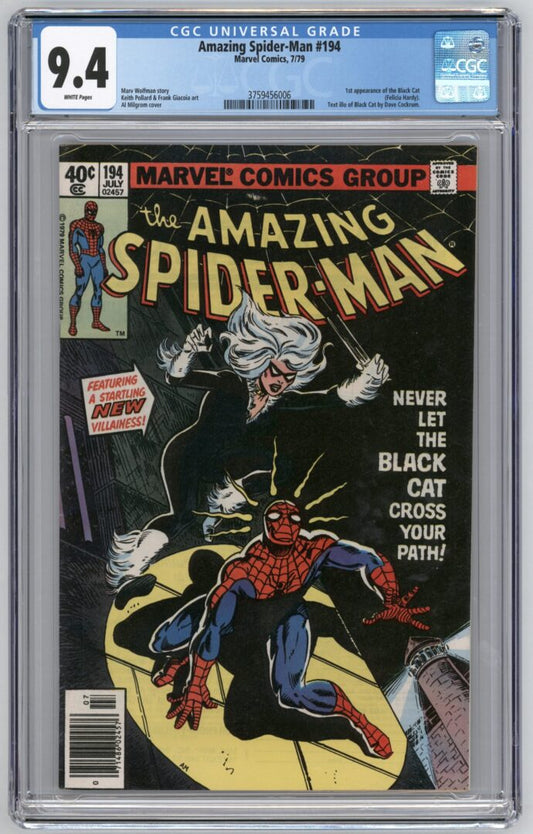 Amazing Spider-Man #194  CGC 9.4  Newsstand Edition  1st appearance of the Black Cat