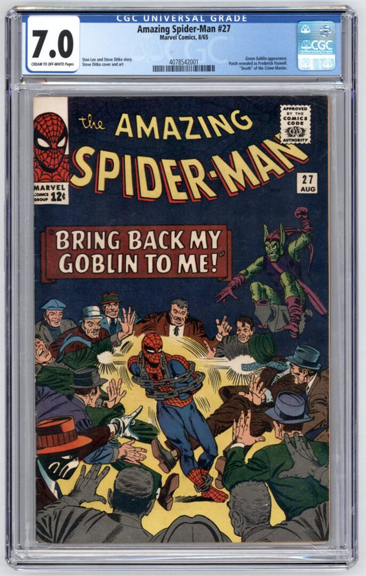 Amazing Spider-Man #27  CGC 7.0  "Death" of the Crime-Master