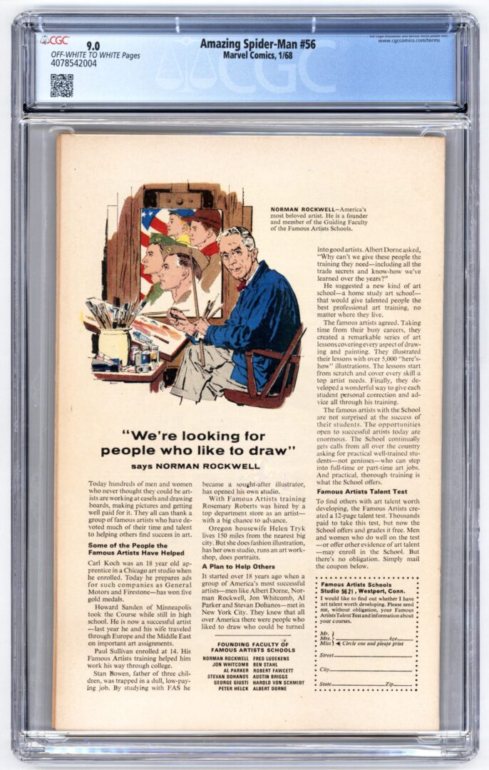 Amazing Spider-Man #56  CGC 9.0  1st appearance of  Captain George Stacy