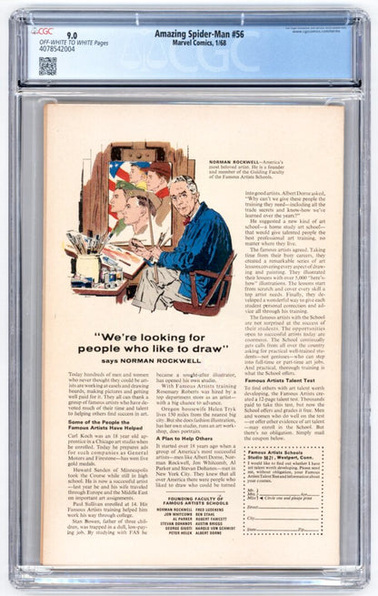 Amazing Spider-Man #56  CGC 9.0  1st appearance of  Captain George Stacy