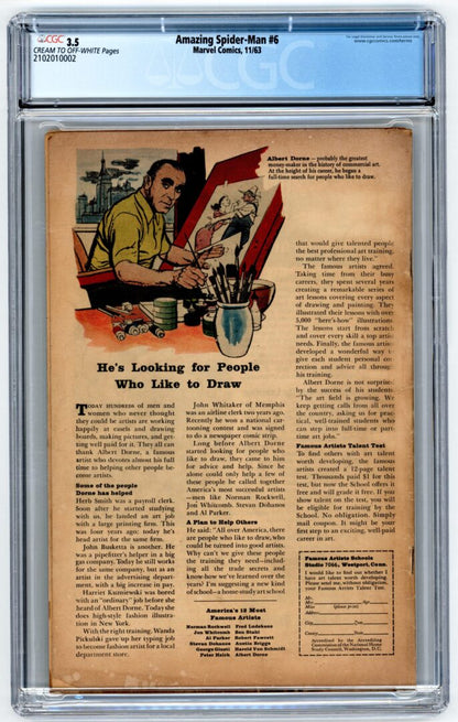 Amazing Spider-Man #6  CGC 3.5  Origin & 1st appearance of the Lizard