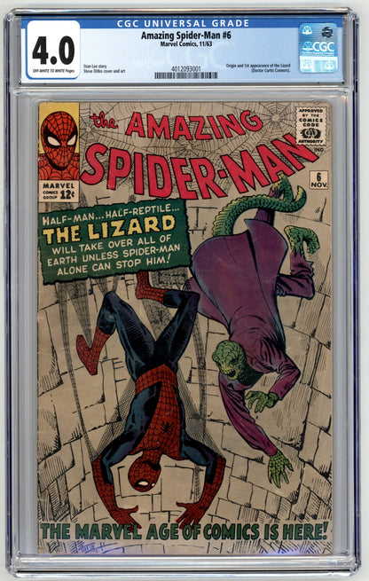Amazing Spider-Man #6  CGC 4.0  Origin & 1st appearance of the Lizard