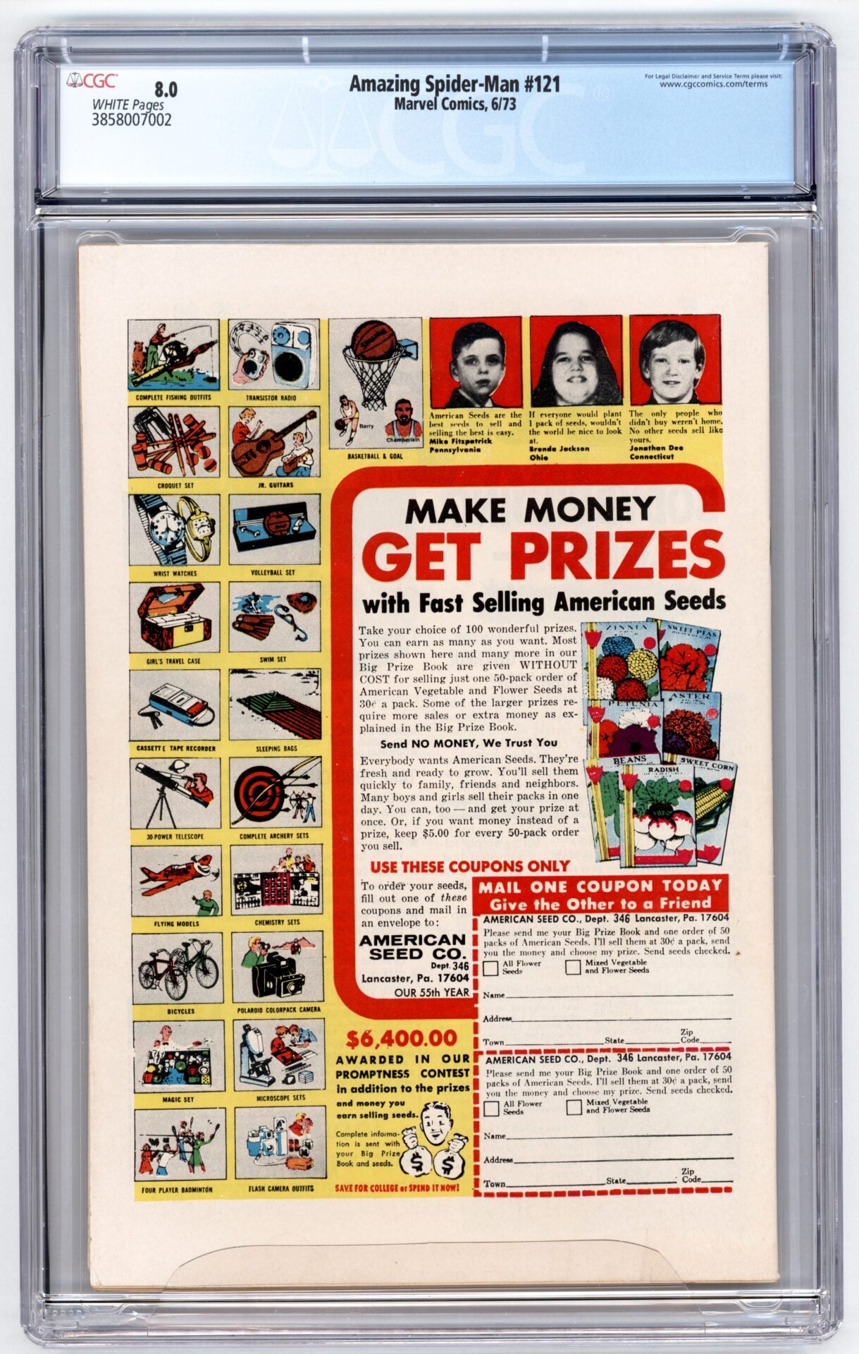 Amazing Spider-Man #121  CGC 8.0  "Death" of Gwen Stacy
